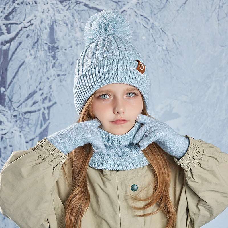 3pc Kids Winter Hat Scarf Gloves Set Unisex Children Beanie. - Gym&Gadgets