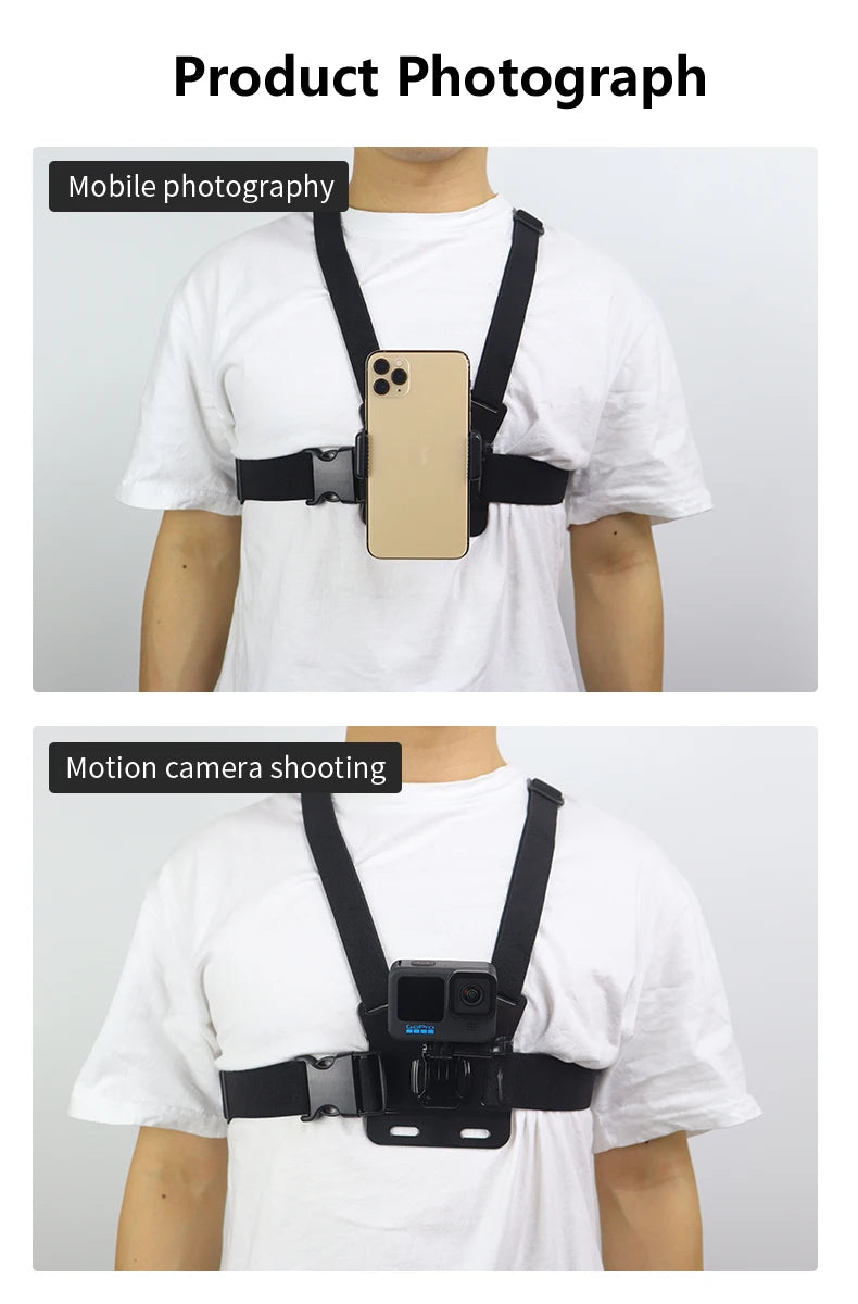 Chest Strap Mount Belt for Gopro Hero Camera Phone Holder for Smartphone Xiaomi iPhone 13 14 Pro Max insta360 x3 Accessories - Gym&Gadgets