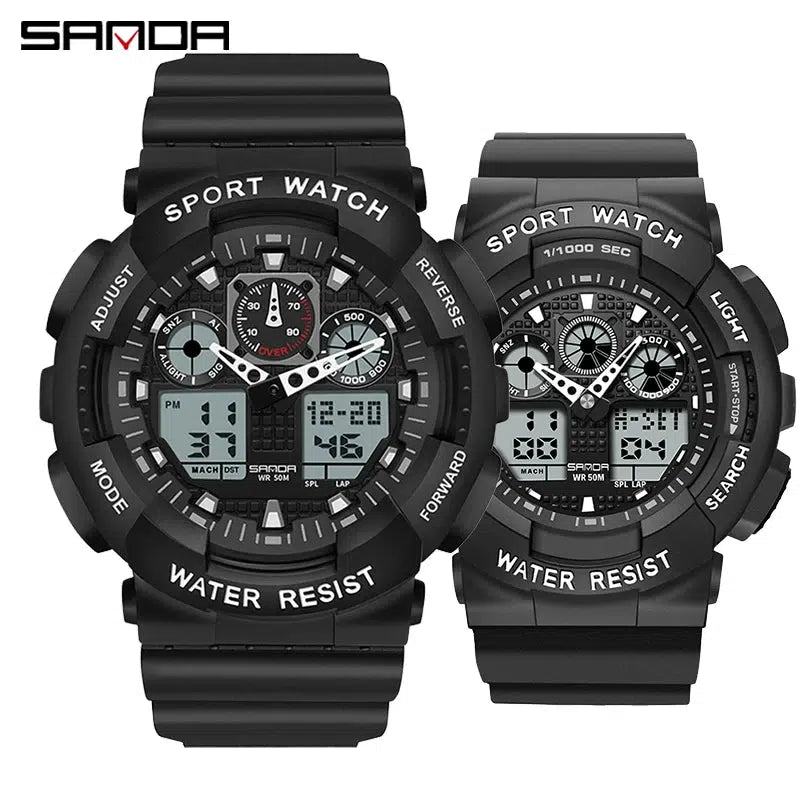 SANDA Multifunctional Sports Watch Waterproof Luminous Dual Movement Quartz Electronic Watch Fashion Couple Watch for Men Women - Gym&Gadgets