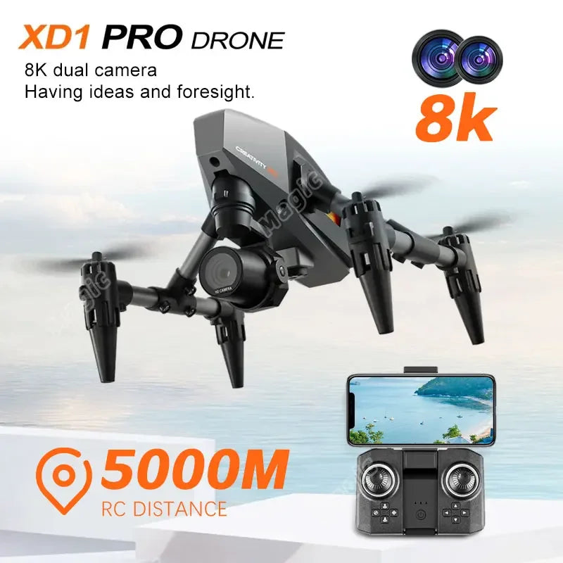 XD1 Drone Professional 8K Dual Camera 5G GPS WIFI Height Maintaining Four Sides Obstacle Avoidance RC Mini helicopter Boys Toys - Gym&Gadgets