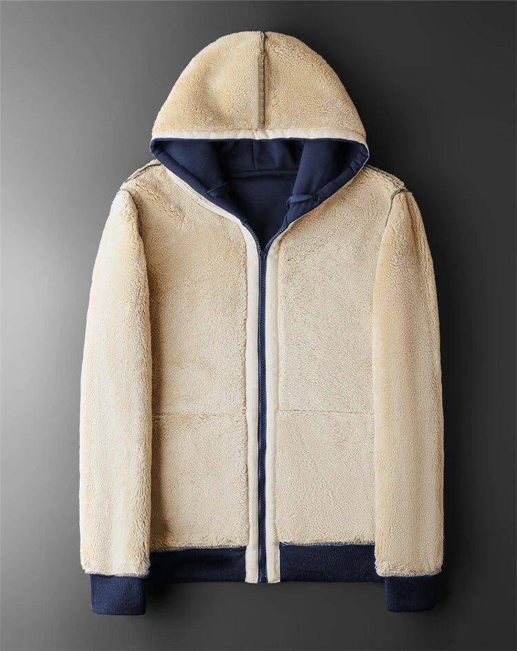 Winter Lambswool Coats Thicken Warm Jackets Long Sleeve Zipper Hoodies.