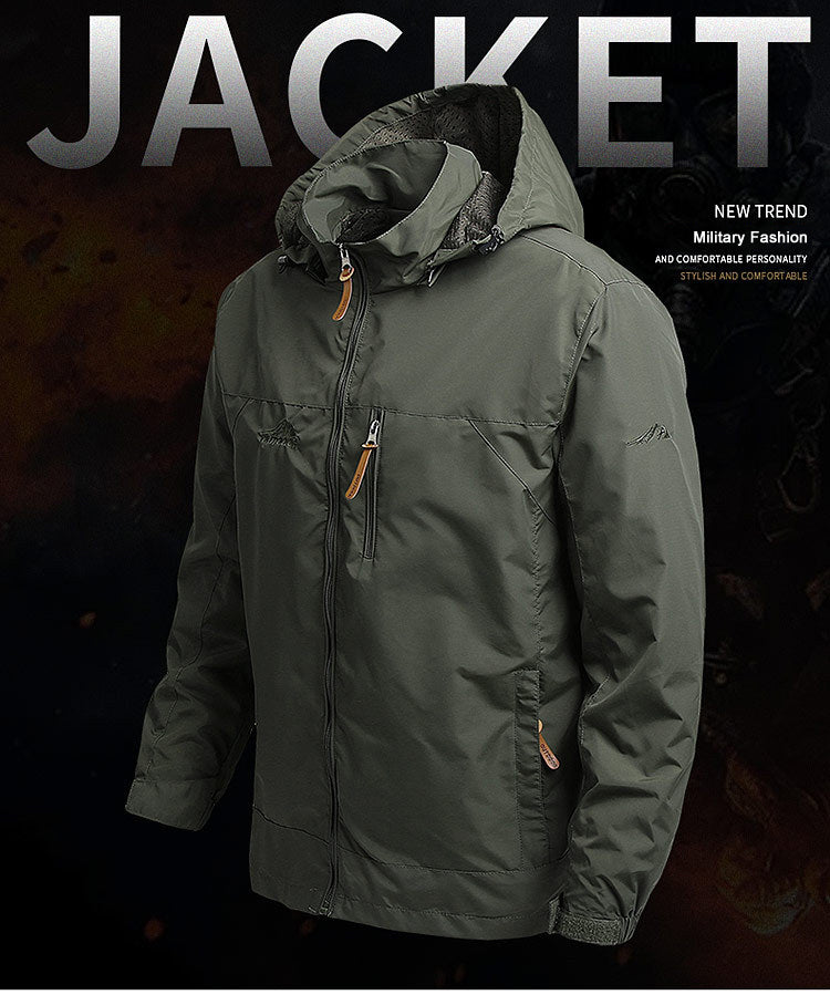 Windbreaker Men Tactical Jacket Waterproof Outdoor Hooded Coat Sport.