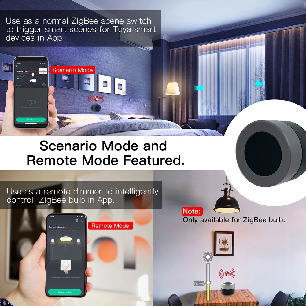 MOES Tuya ZigBee Smart Knob Switch Wireless Scene Switch Button Controller Battery Powered Automation Scenario Smart Life App - Gym&Gadgets