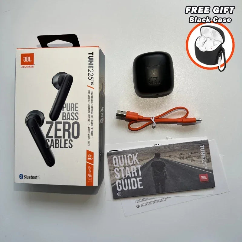 Original JBL Tune 225TWS True Wireless Bluetooth Earbud Headphones T225 TWS Stereo Earbuds Bass Sound Headset with Free cover - Gym&Gadgets