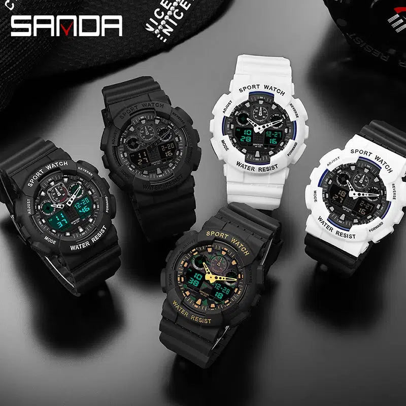 SANDA Multifunctional Sports Watch Waterproof Luminous Dual Movement Quartz Electronic Watch Fashion Couple Watch for Men Women - Gym&Gadgets