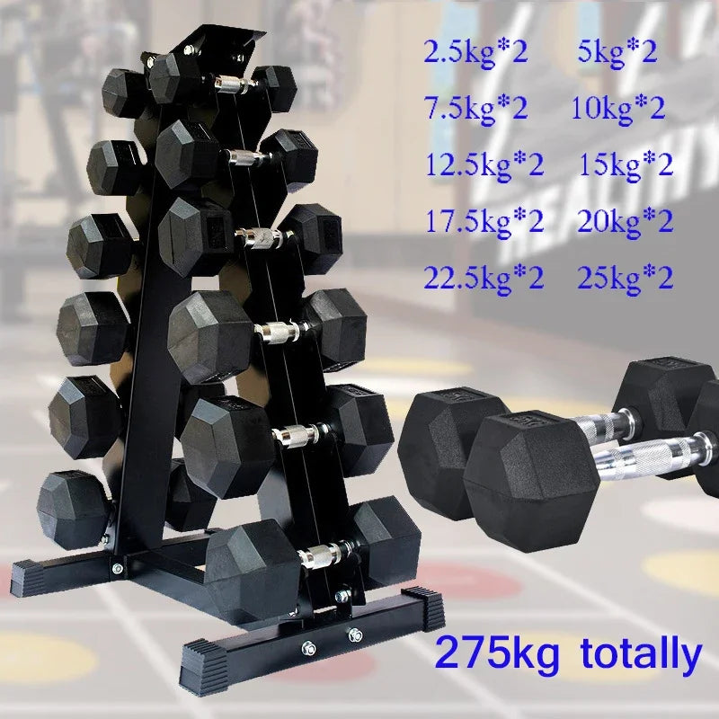 Hexagonal Fixed Dumbbells Men's Fitness Equipment Home Ladies Rubber Dumbbells - Gym&Gadgets