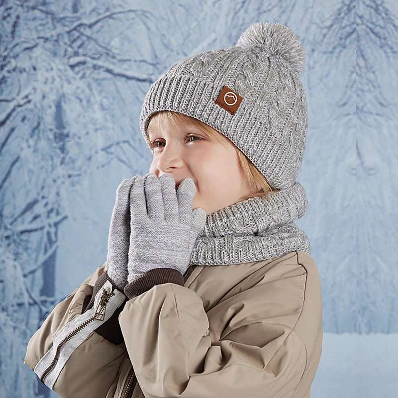 3pc Kids Winter Hat Scarf Gloves Set Unisex Children Beanie. - Gym&Gadgets