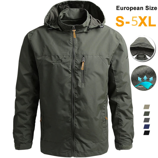 Windbreaker Men Tactical Jacket Waterproof Outdoor Hooded Coat Sport.