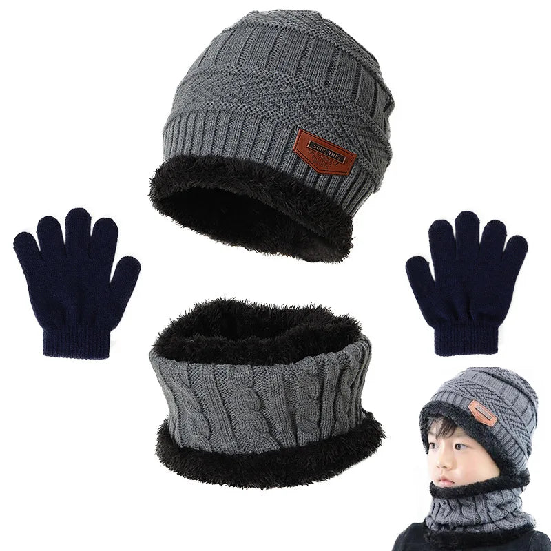 Winter Hat Scarf and Gloves Set Plush Warmer Children. - Gym&Gadgets