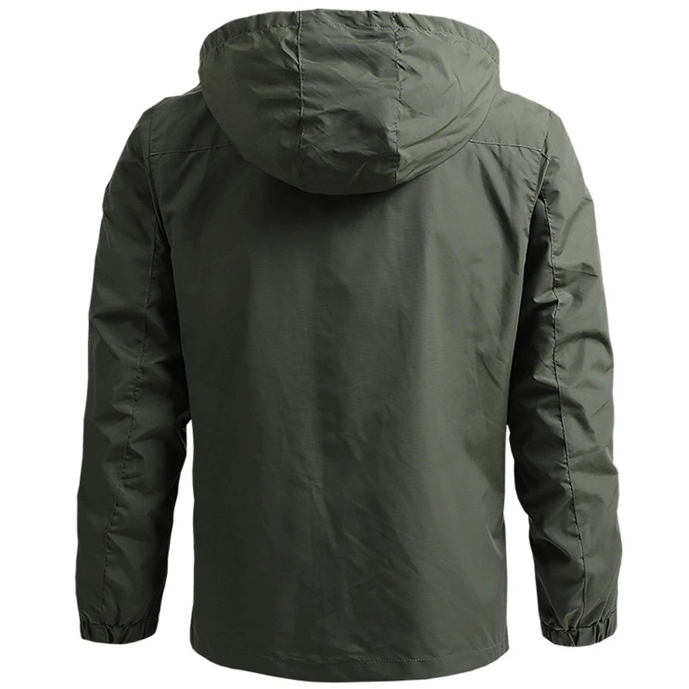 Windbreaker Men Tactical Jacket Waterproof Outdoor Hooded Coat Sport.