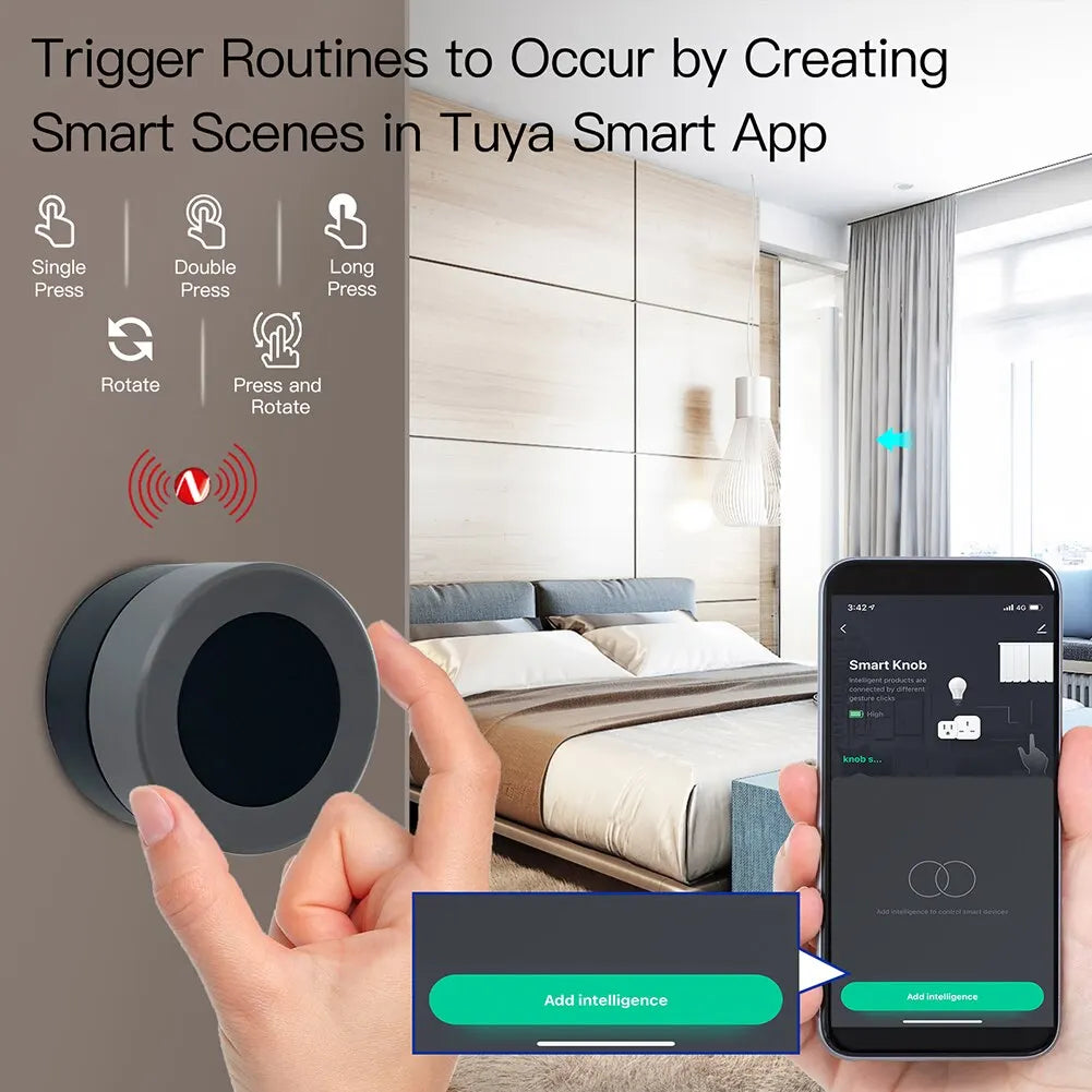 MOES Tuya ZigBee Smart Knob Switch Wireless Scene Switch Button Controller Battery Powered Automation Scenario Smart Life App - Gym&Gadgets