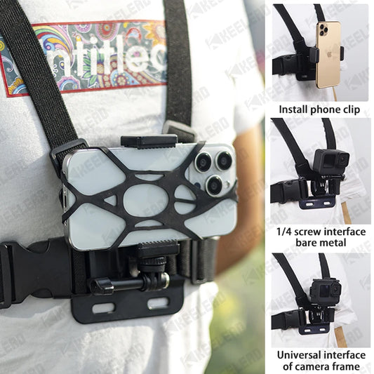 Chest Strap Mount Belt for Gopro Hero Camera Phone Holder for Smartphone Xiaomi iPhone 13 14 Pro Max insta360 x3 Accessories - Gym&Gadgets