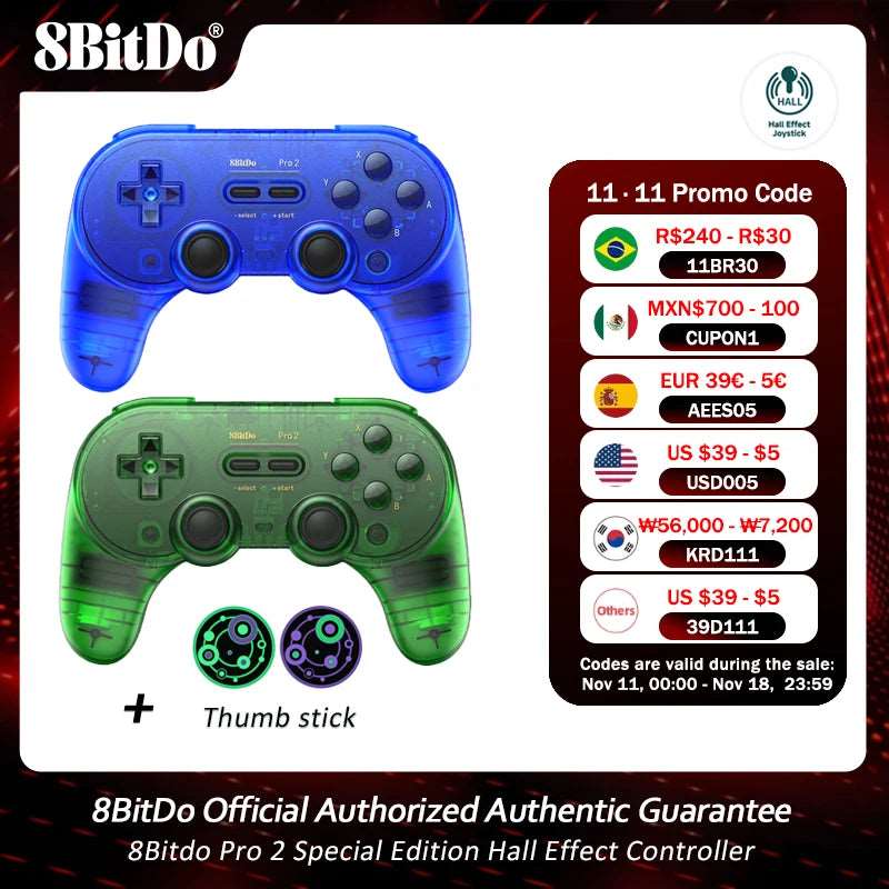 8Bitdo Pro 2 Special Edition Hall Effect Controller Wireless Joystick Gamepad for Switch PC macOS Android Steam Raspberry Pi - Gym&Gadgets