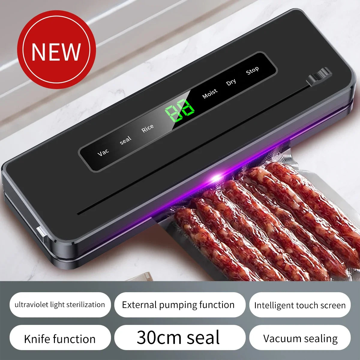 Electric Vacuum Sealer Dry/Wet Food Sealed Packaging Machine Packaging . - Gym&Gadgets