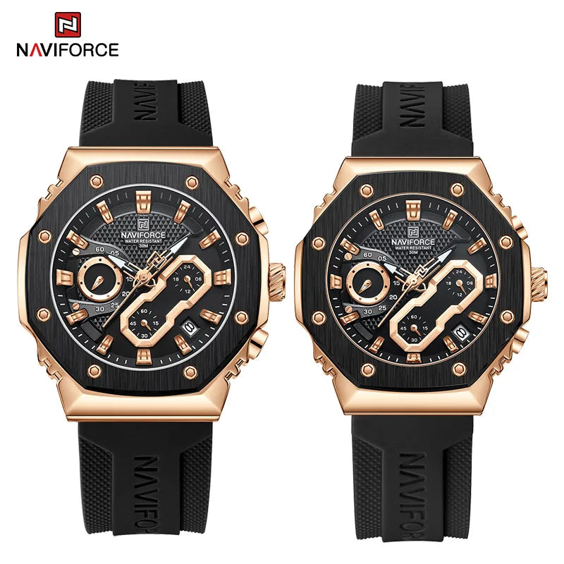 NAVIFORCE Fashion Sport Lover's Watches for Men and Women Silicone Strap Military Waterproof High Quality Couple Wrist watches - Gym&Gadgets