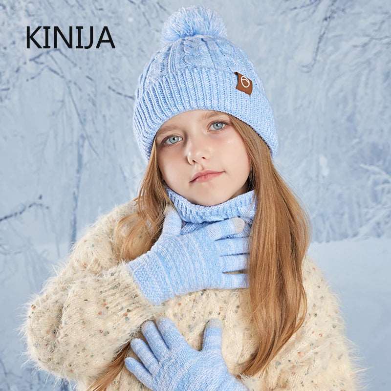 3pc Kids Winter Hat Scarf Gloves Set Unisex Children Beanie. - Gym&Gadgets