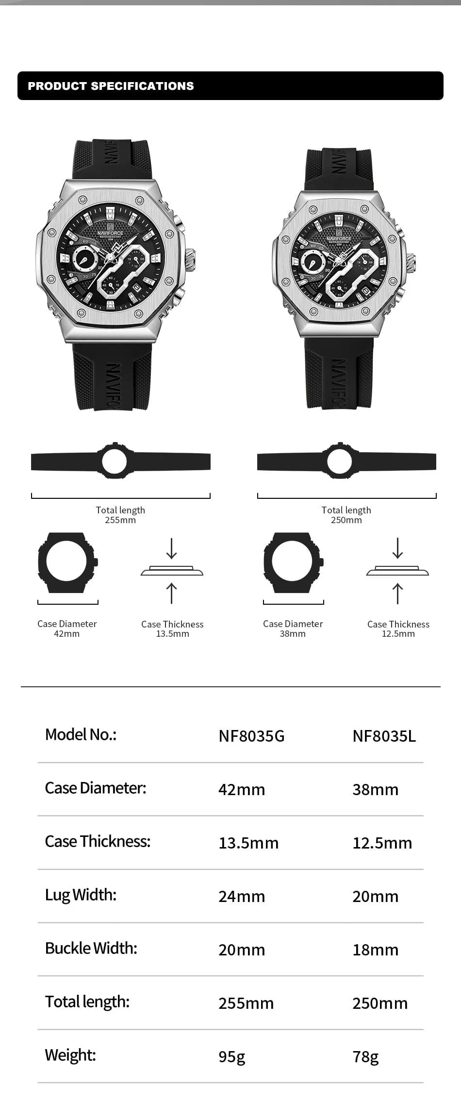 NAVIFORCE Fashion Sport Lover's Watches for Men and Women Silicone Strap Military Waterproof High Quality Couple Wrist watches - Gym&Gadgets