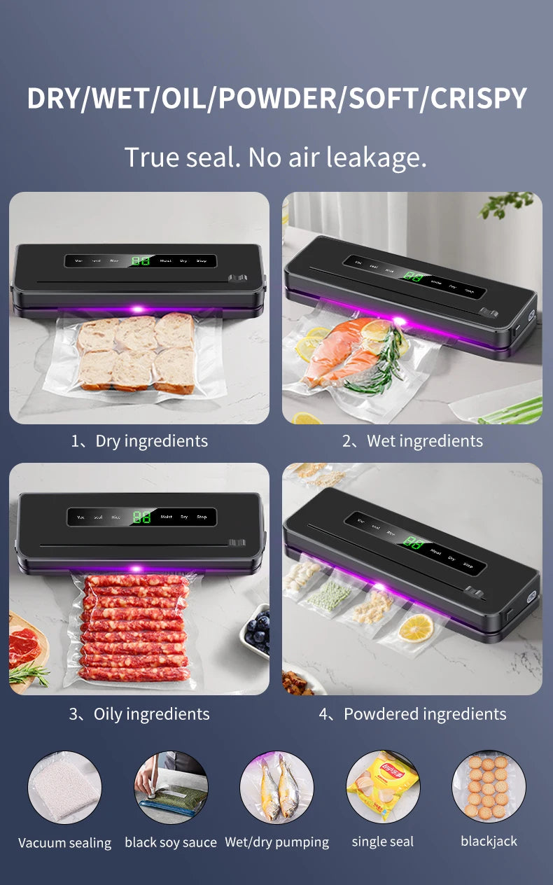 Electric Vacuum Sealer Dry/Wet Food Sealed Packaging Machine Packaging . - Gym&Gadgets