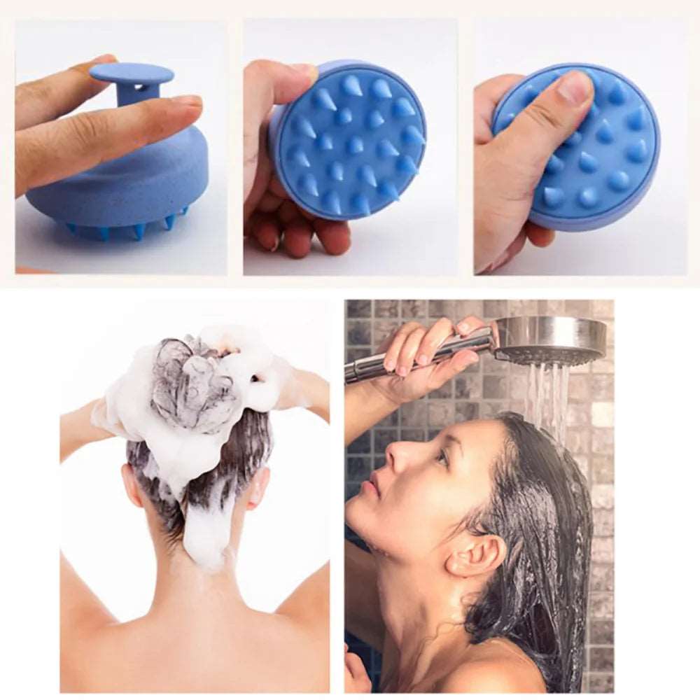 Silicone Shampoo Brush Head Scalp Massage Comb Hair Washing.