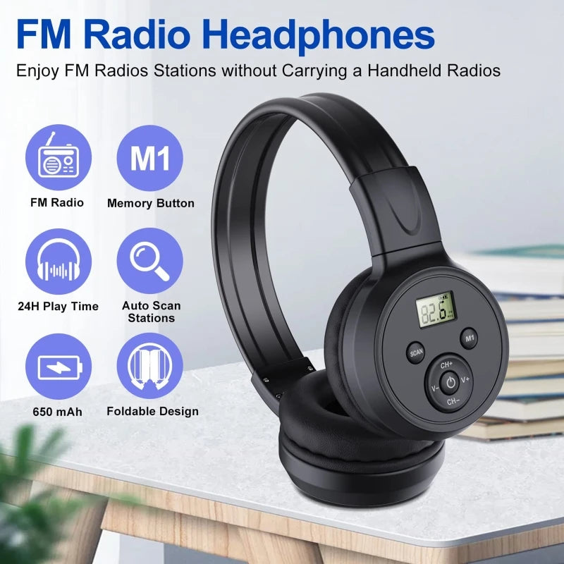 Portable Personal FM Radio Rechargeable Headphone Ear Muffs Foldable Design LCD Display FM Radio Headset Scalable Design - Gym&Gadgets