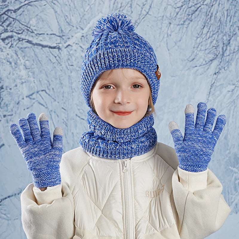 3pc Kids Winter Hat Scarf Gloves Set Unisex Children Beanie. - Gym&Gadgets