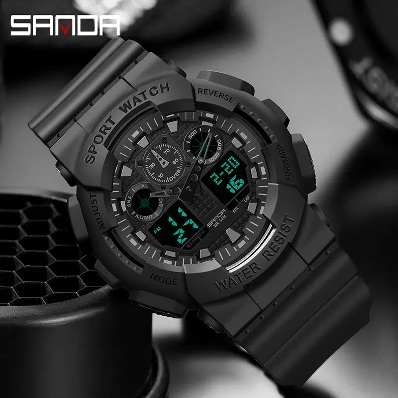 SANDA Multifunctional Sports Watch Waterproof Luminous Dual Movement Quartz Electronic Watch Fashion Couple Watch for Men Women - Gym&Gadgets