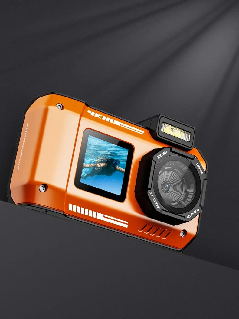 6500W high-definition pixels waterproof camera D50 Dual screen selfie Outdoor sports HD diving underwater 10 meters swimming - Gym&Gadgets