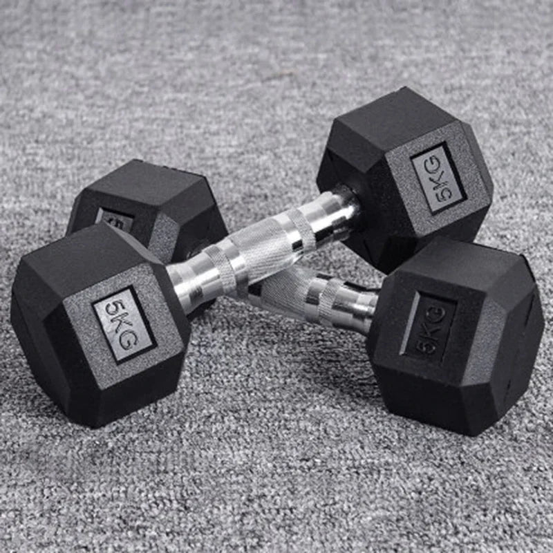 Hexagonal Fixed Dumbbells Men's Fitness Equipment Home Ladies Rubber Dumbbells - Gym&Gadgets