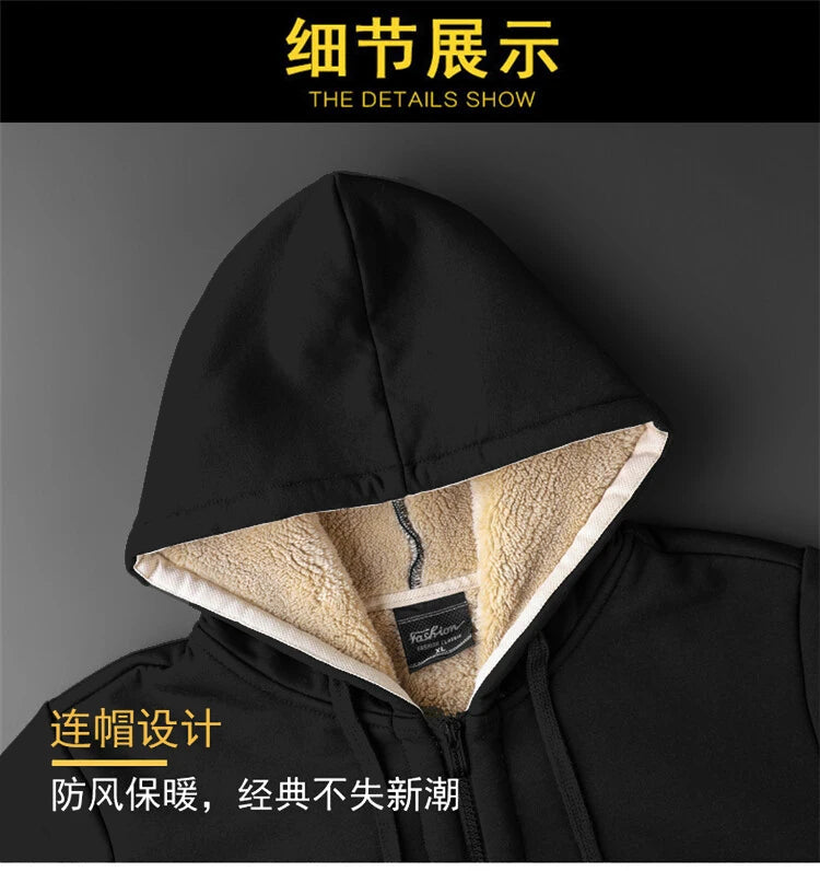 Winter Lambswool Coats Thicken Warm Jackets Long Sleeve Zipper Hoodies.